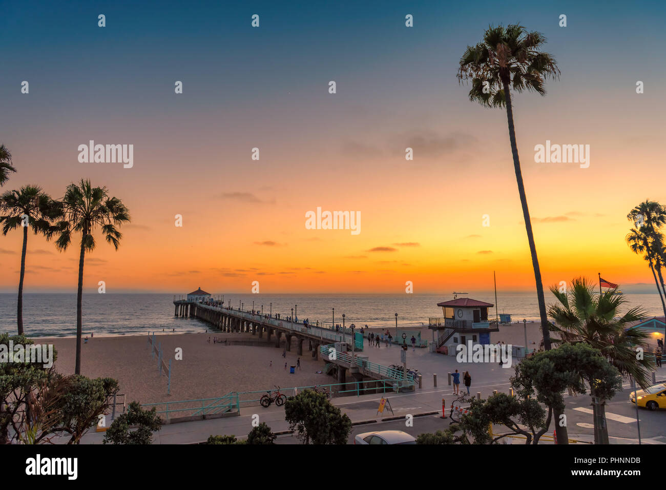 California beach at sunset Stock Photo