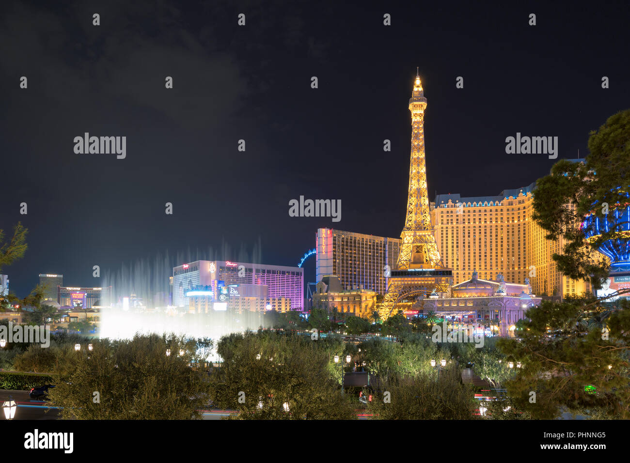 Las Vegas strip skyline in Nevada as seen at night, USA Stock Photo - Alamy