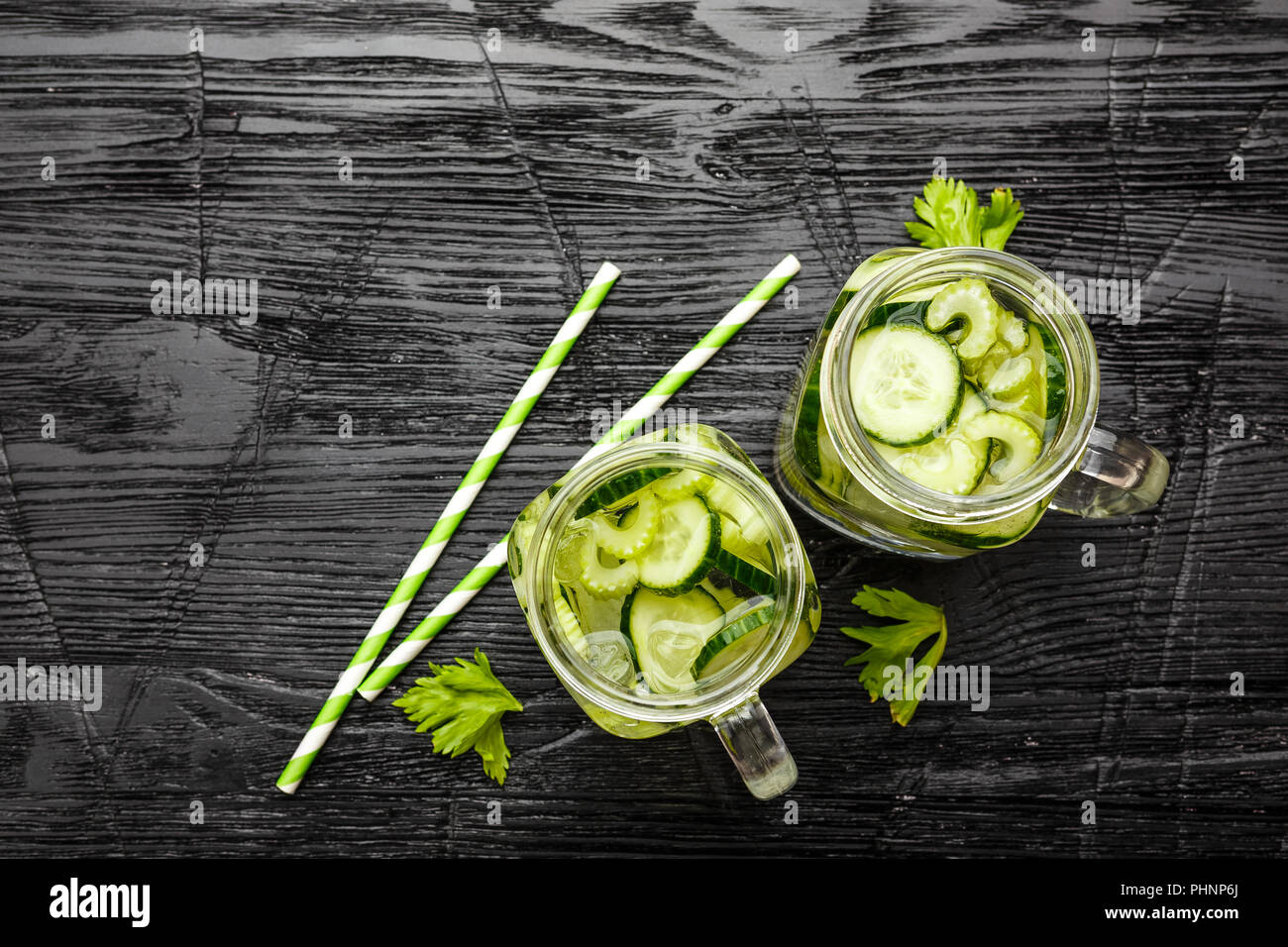 Cucumber and celery water Stock Photo Alamy