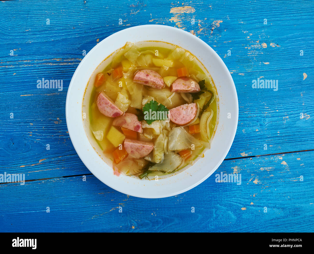 Polish Sausage and Cabbage Soup Stock Photo Alamy