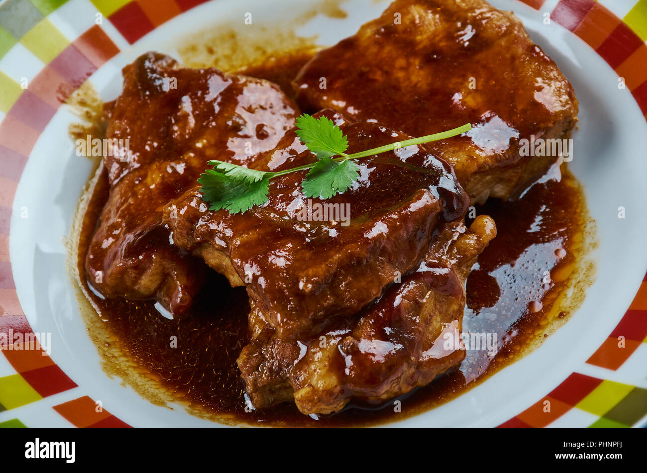 Red Wine Caramelized Pork Belly Stock Photo Alamy