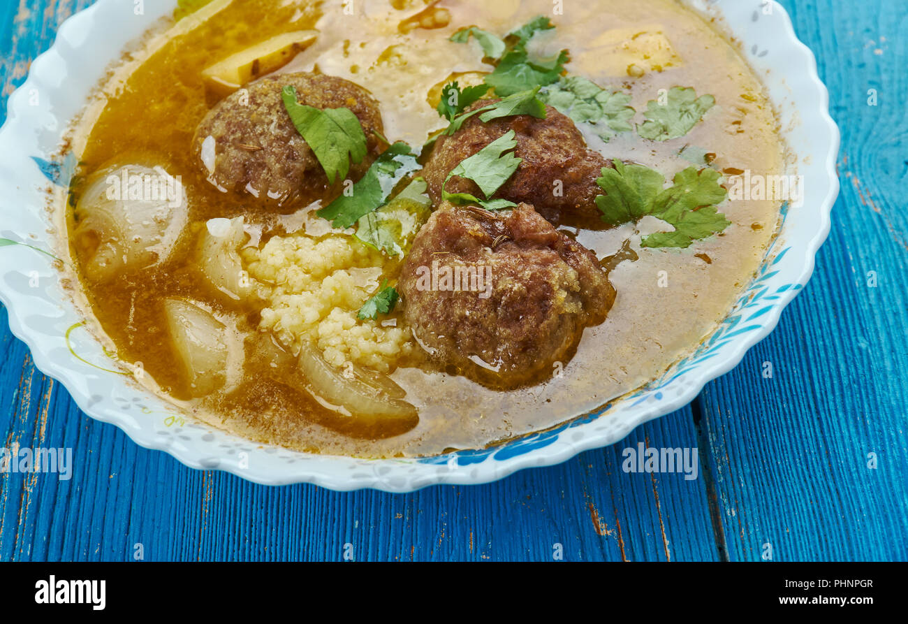 Moroccan Meatball Couscous Soup Stock Photo Alamy