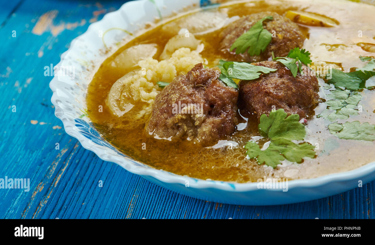 Moroccan Meatball Couscous Soup Stock Photo Alamy