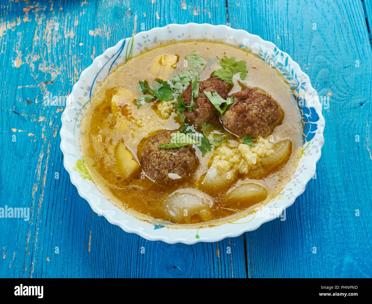 Moroccan Meatball Couscous Soup Stock Photo Alamy