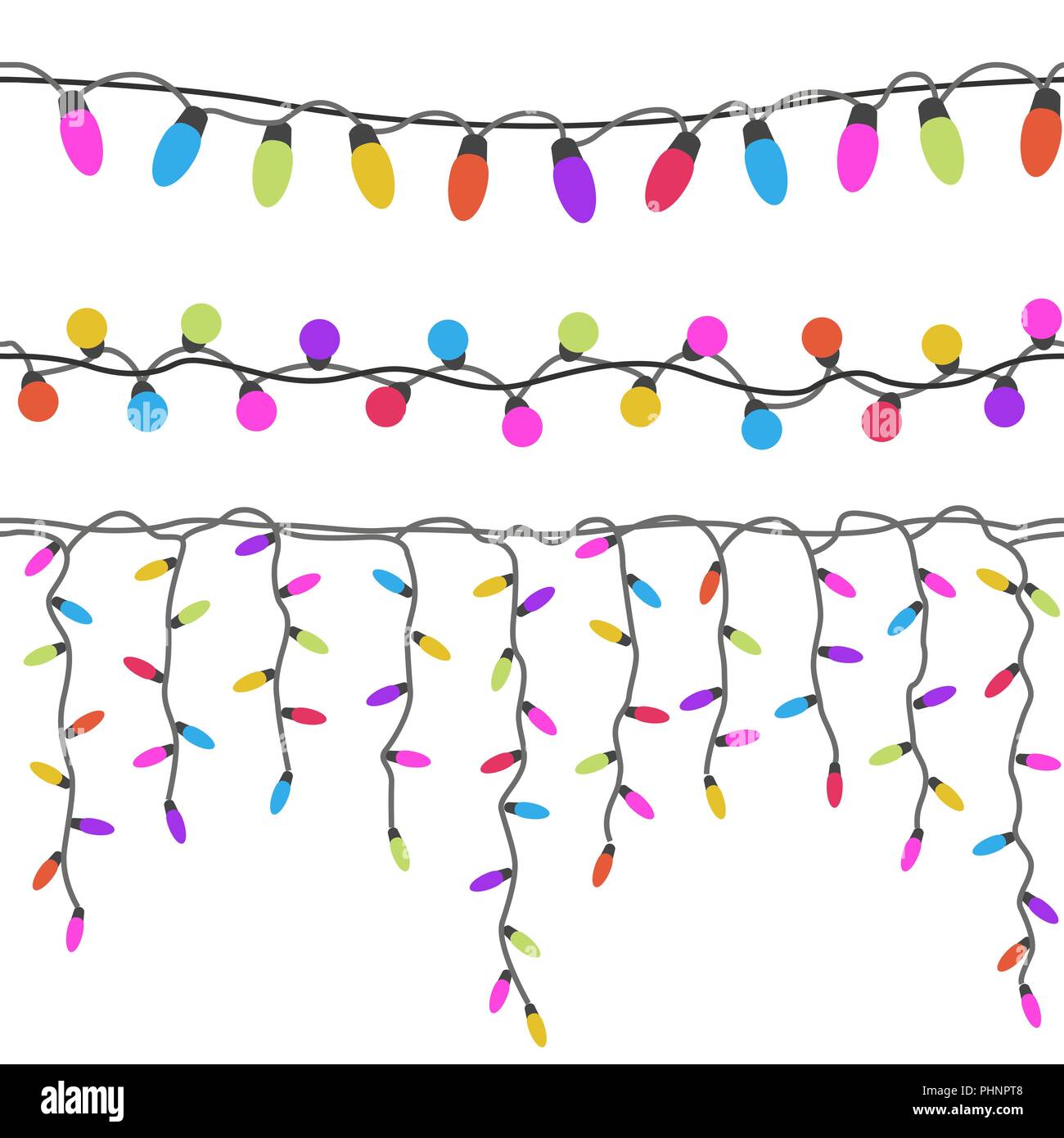 Christmas light garlands set. Colour isolated design seamless pattern ...