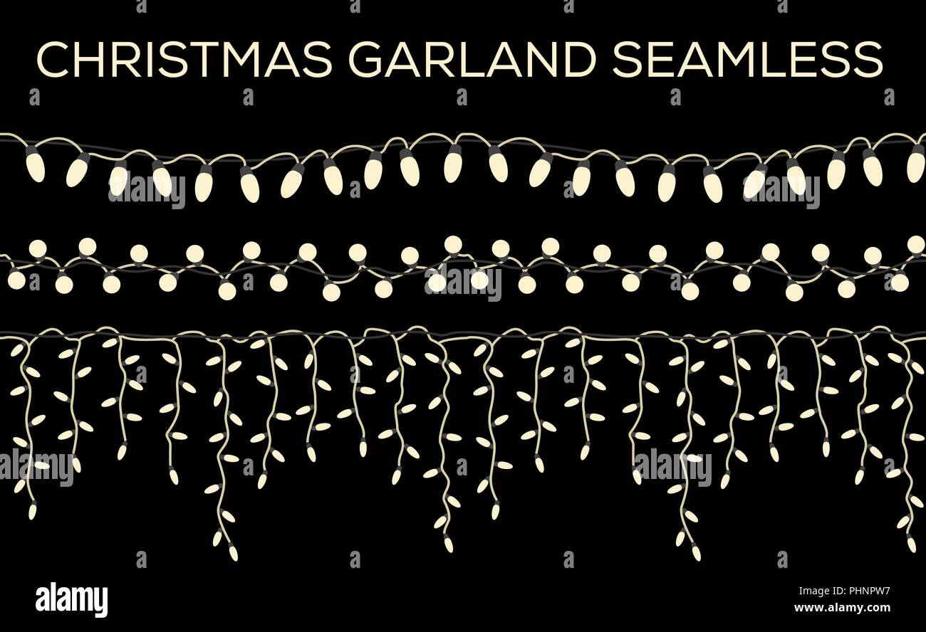 Christmas light garlands set. Colour isolated design seamless pattern ...