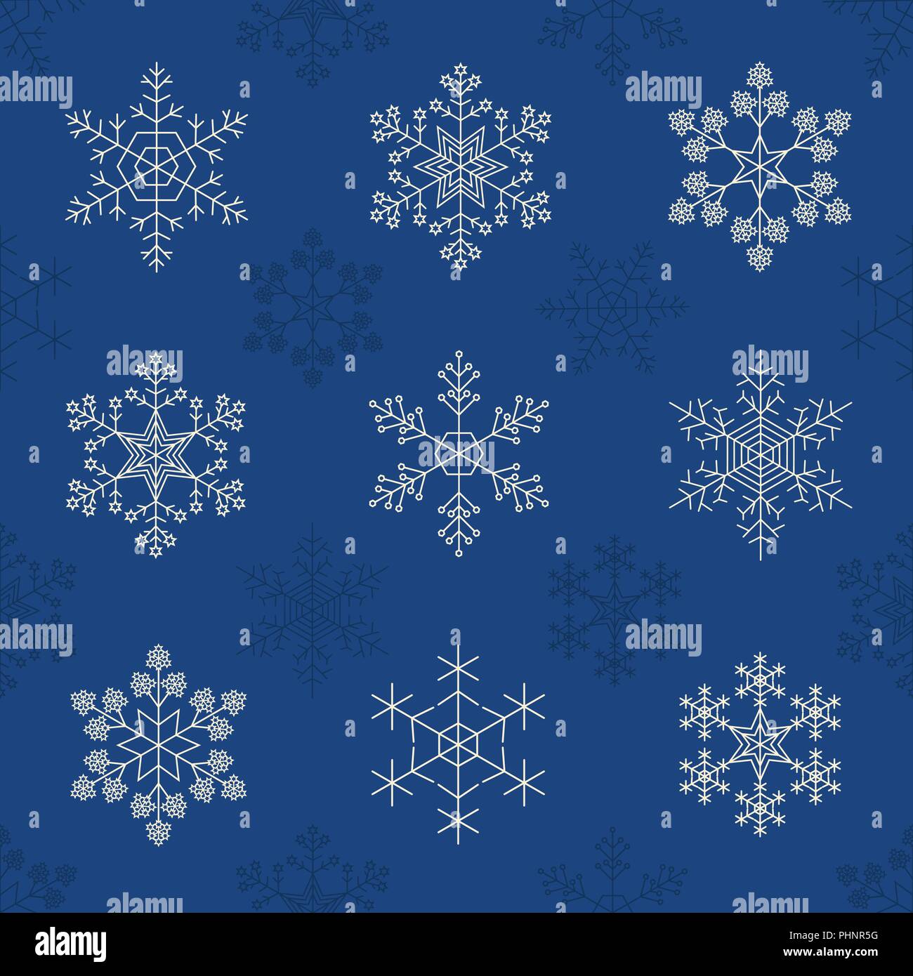 Snowflake seamless pattern. Vintage outline version. Vector ...