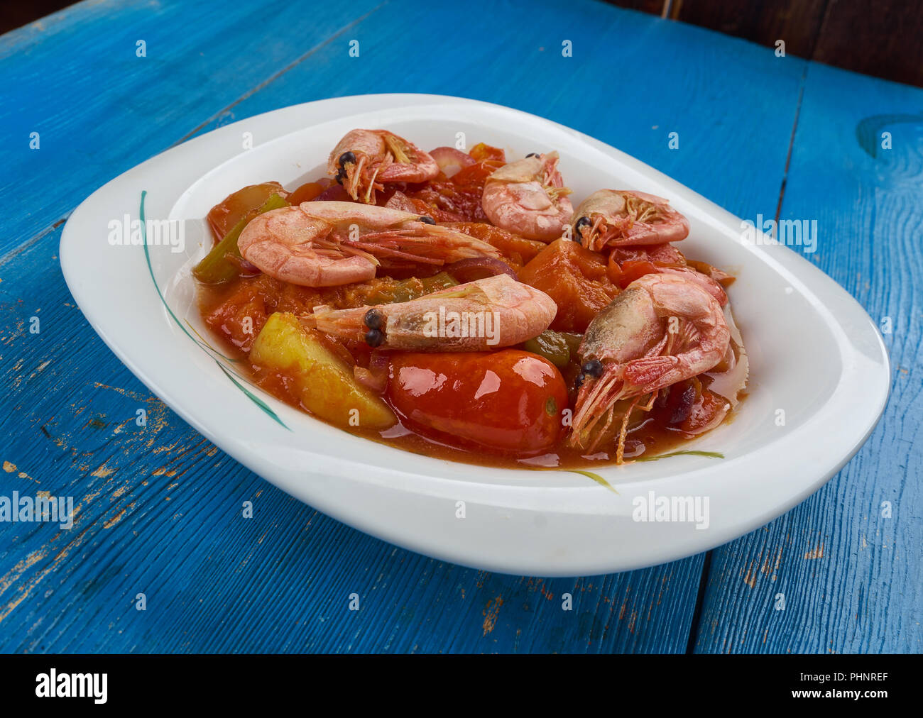 Shrimp Vegetable Tagine Stock Photo Alamy