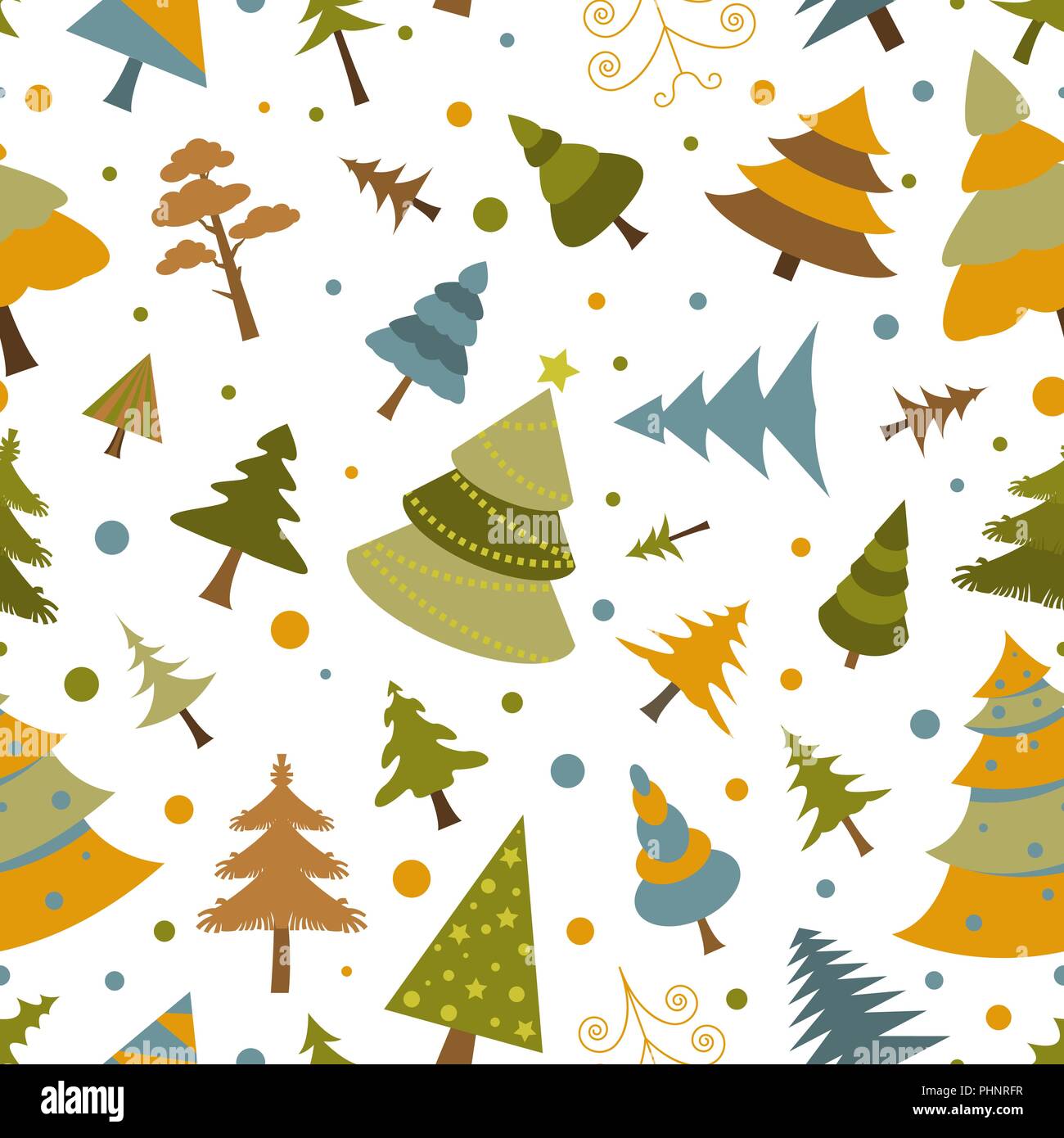 Christmas tree seamless pattern. Flat design. Colour version. Vector ...