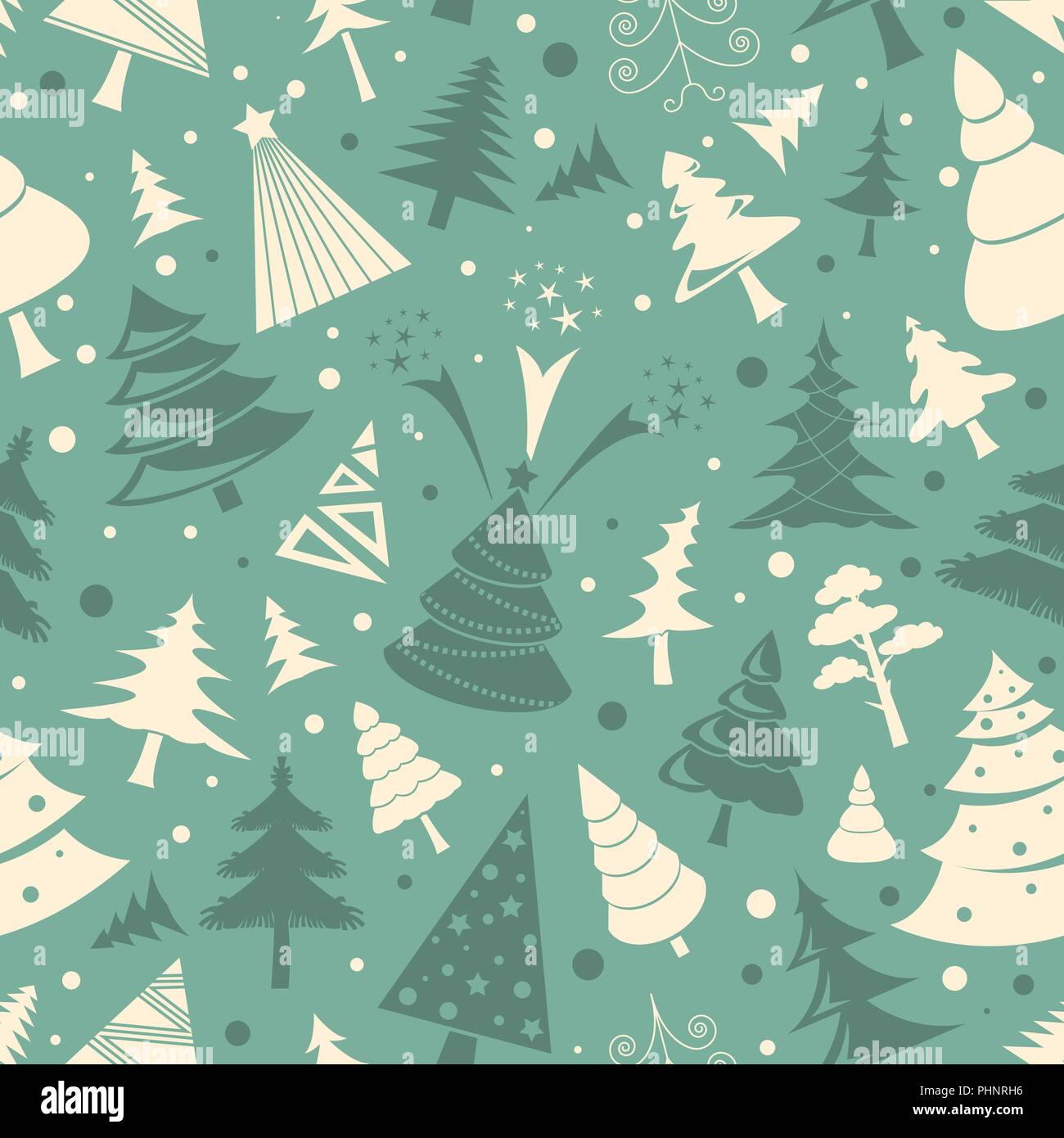 Christmas tree seamless pattern. Flat design. Monochrome version ...