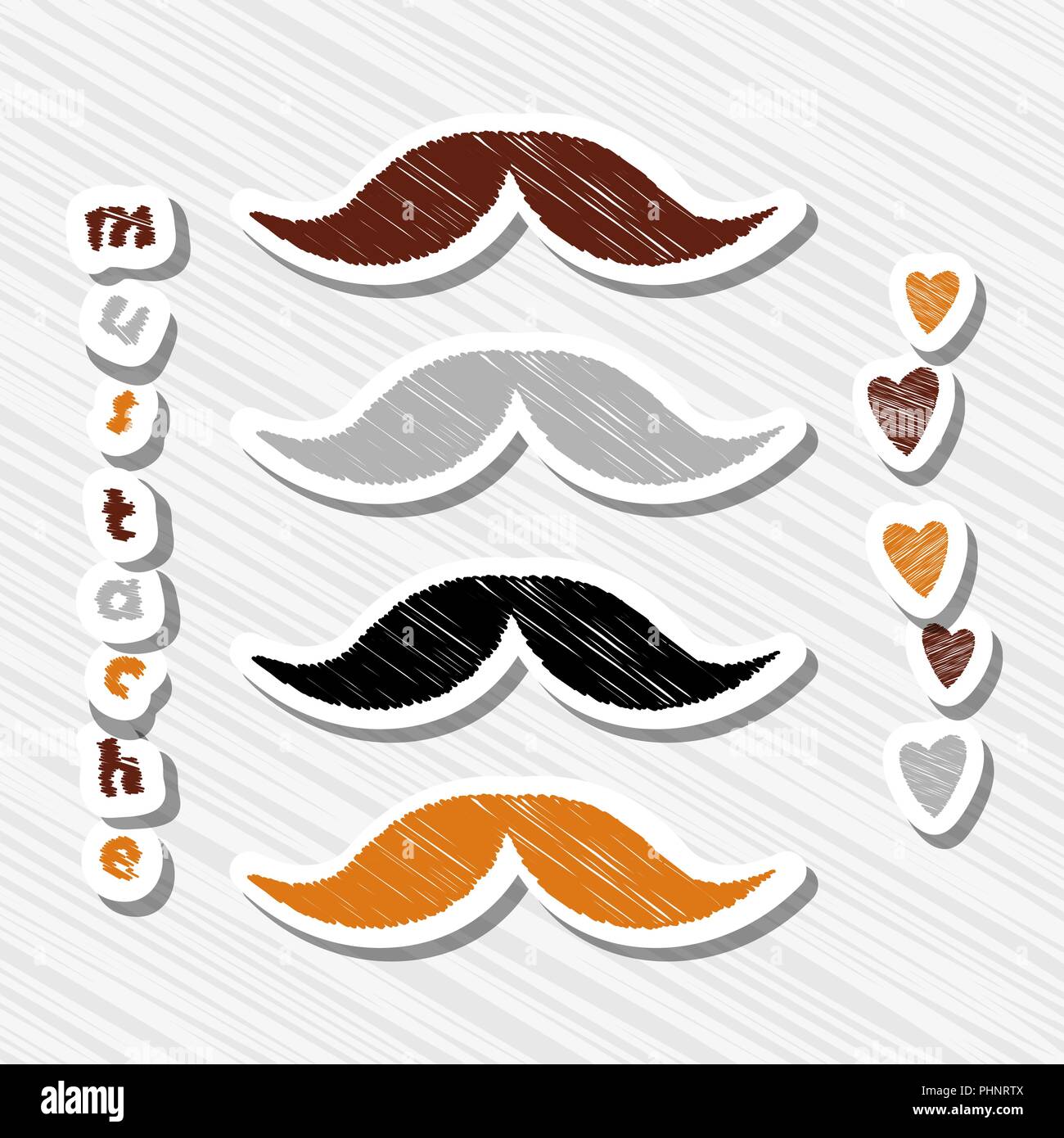 Set of mustaches on abstract background. Stock Vector
