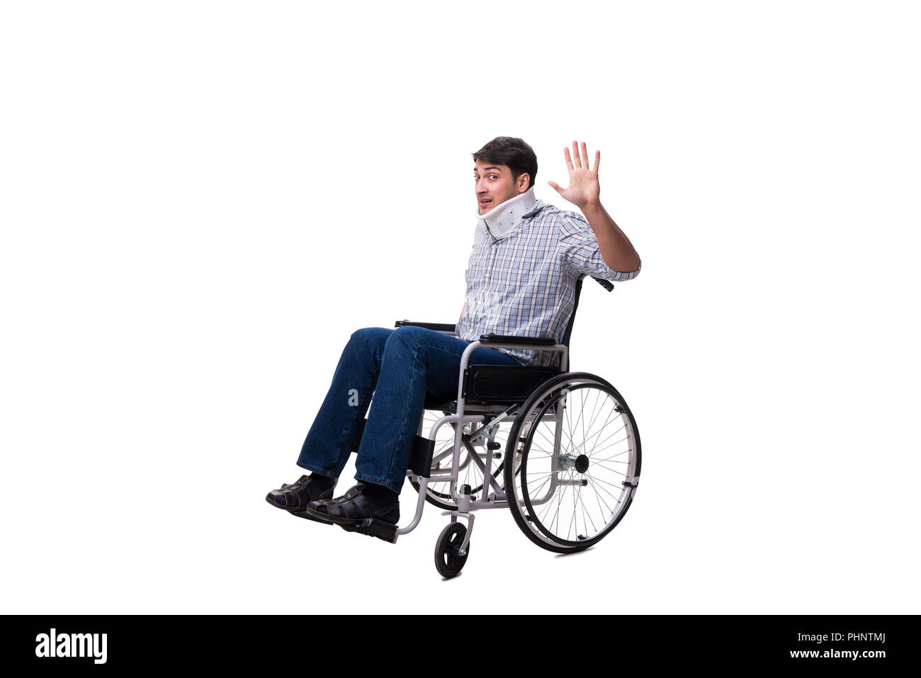 Man suffering from injury on wheelchair Stock Photo Alamy