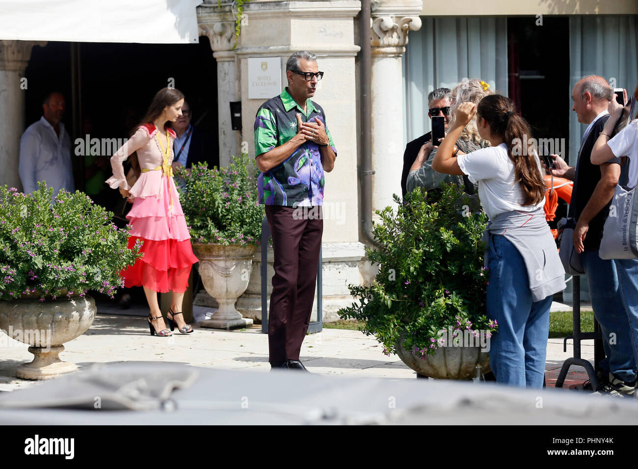 Venice, Italy. 01st Sep, 2018. VENICE - September 1: Jeff Goldblum and Emilie Livingston on September 1, 2018 in Venice, Italy.(By Mark Cape/Insidefoto) Credit: insidefoto srl/Alamy Live News Stock Photo