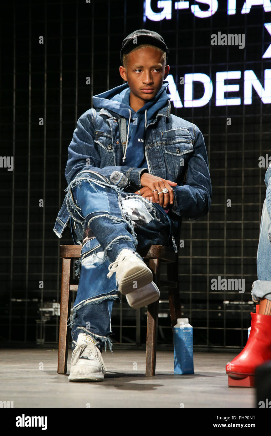 Berlin, Germany. 01st Sep, 2018. 01.09.2018, Berlin: Jaden Smith at the  talk show of G-STAR RAW at the fashion fair Bread & Butter. Street and urban  wear will be on display until