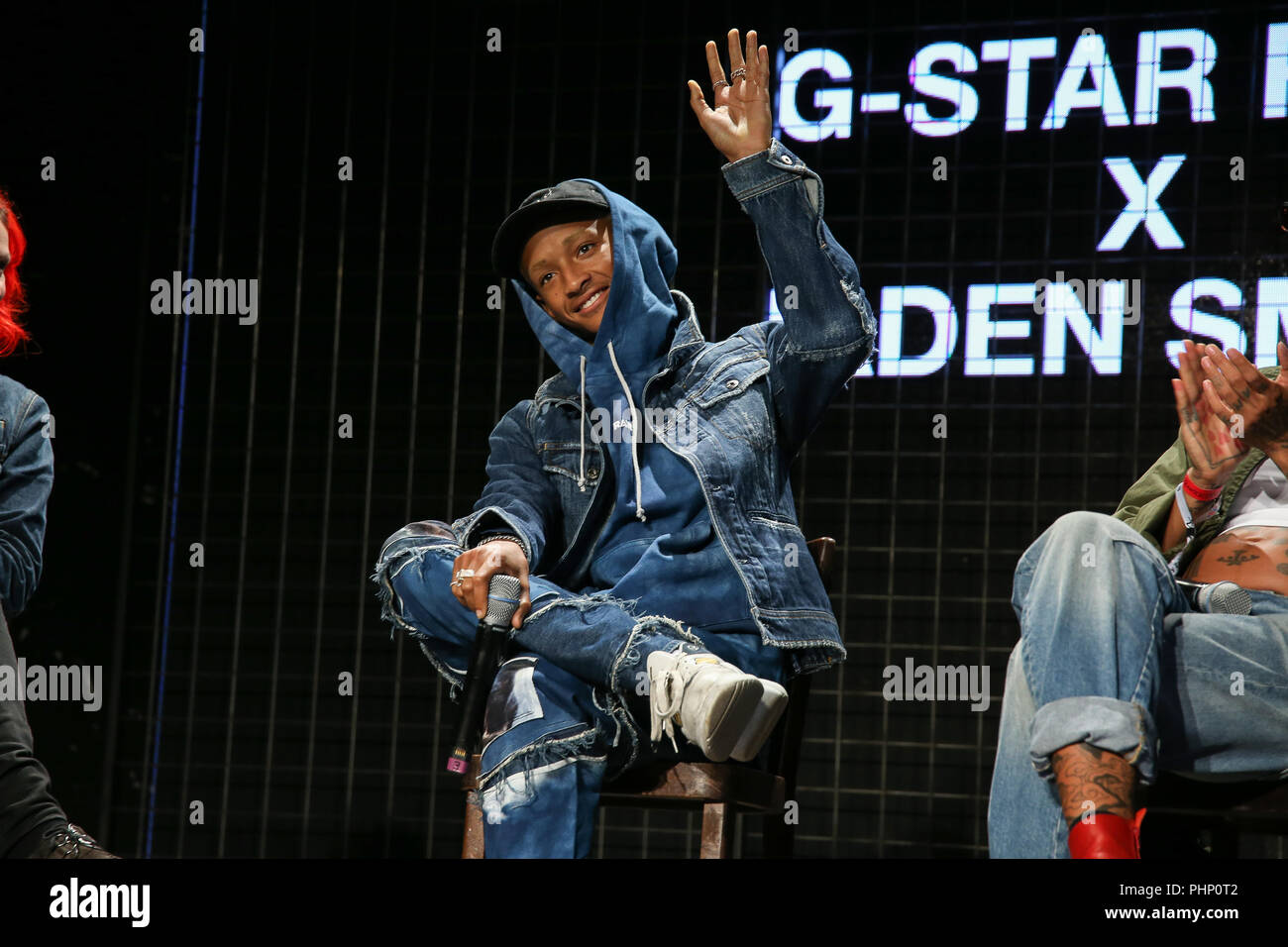 Berlin, Germany. 01st Sep, 2018. 01.09.2018, Berlin: Jaden Smith at the  talk show of G-STAR RAW at the fashion fair Bread & Butter. Street and  urban wear will be on display until
