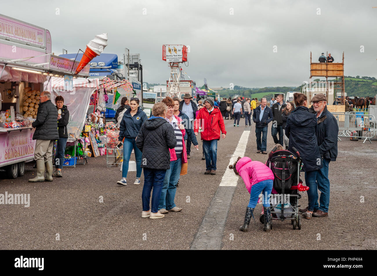 Bantry, West Cork, Ireland. 2nd Sept, 2018. Bantry Agricultural Show is taking place at the Bantry Airstrip today in appalling weather. Big crowds are attending the show. Credit: AG News/Alamy Live News Stock Photo