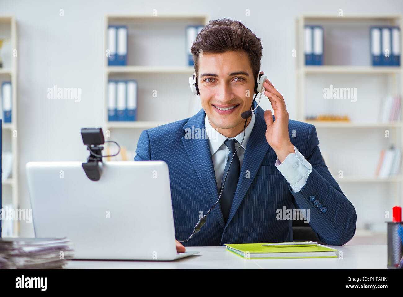 Young Help Desk Operator Working In Office Stock Photo 217464849