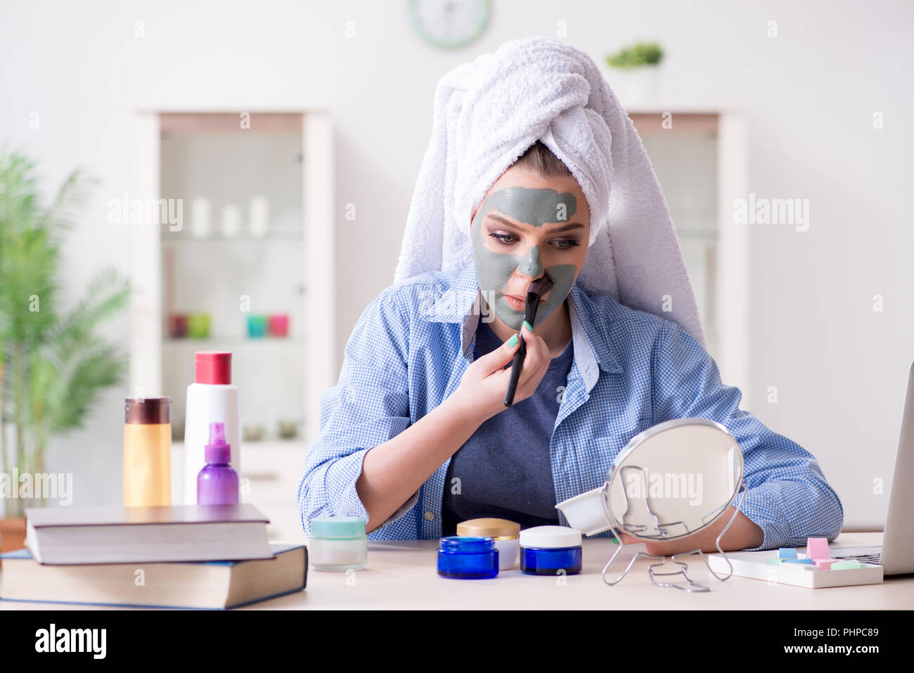 Woman peeling off mask hi-res stock photography and images - Alamy