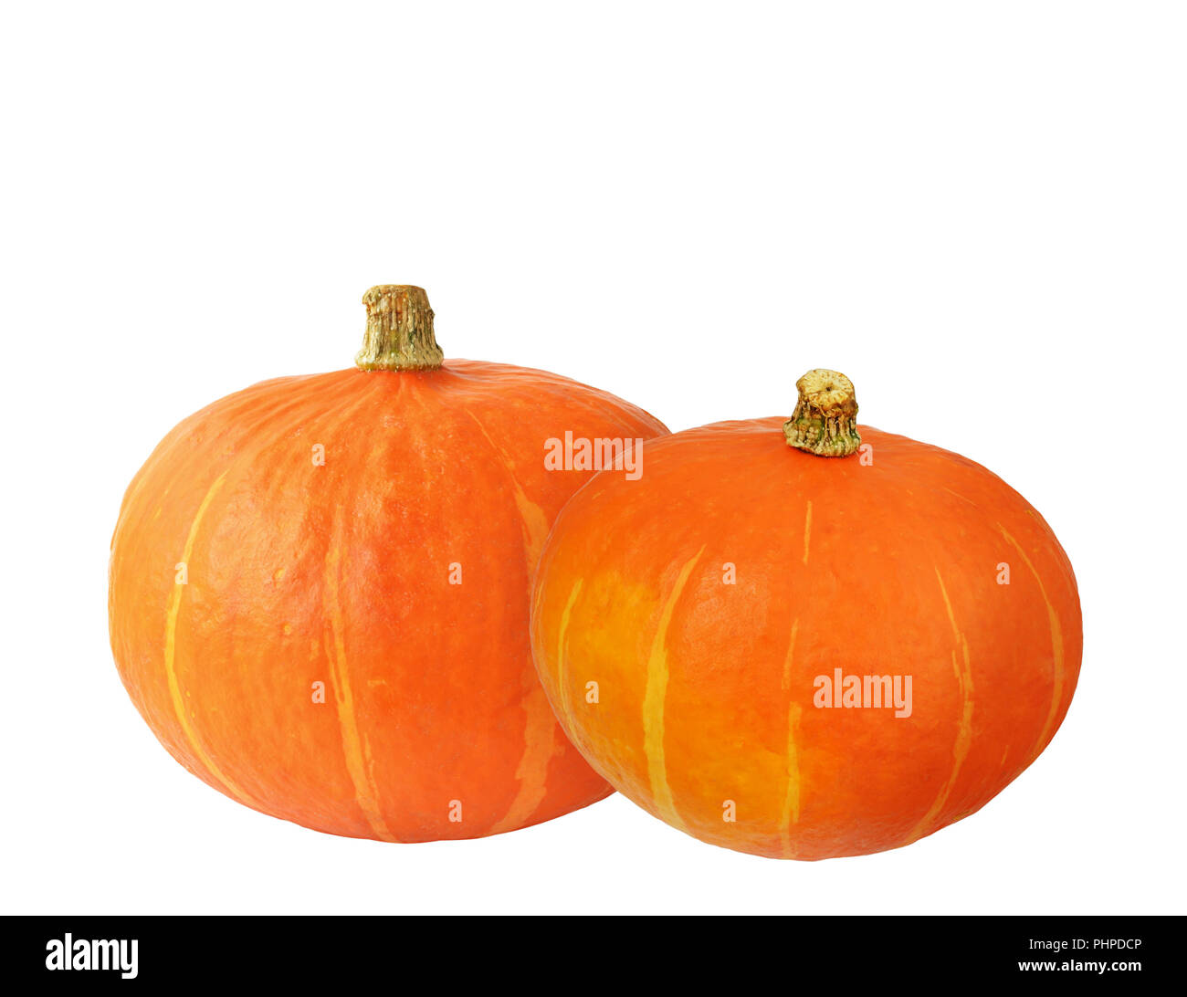 Two orange pumpkins isolated on white Stock Photo