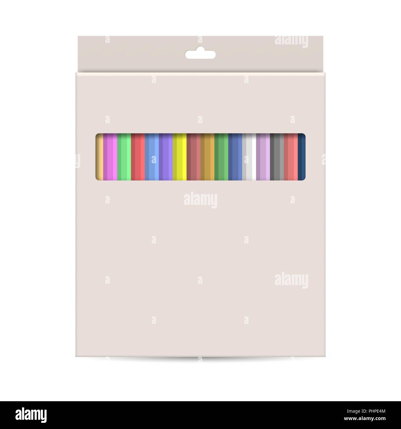Packing with colored pencils, isolated on white background, vector illustration. Stock Vector
