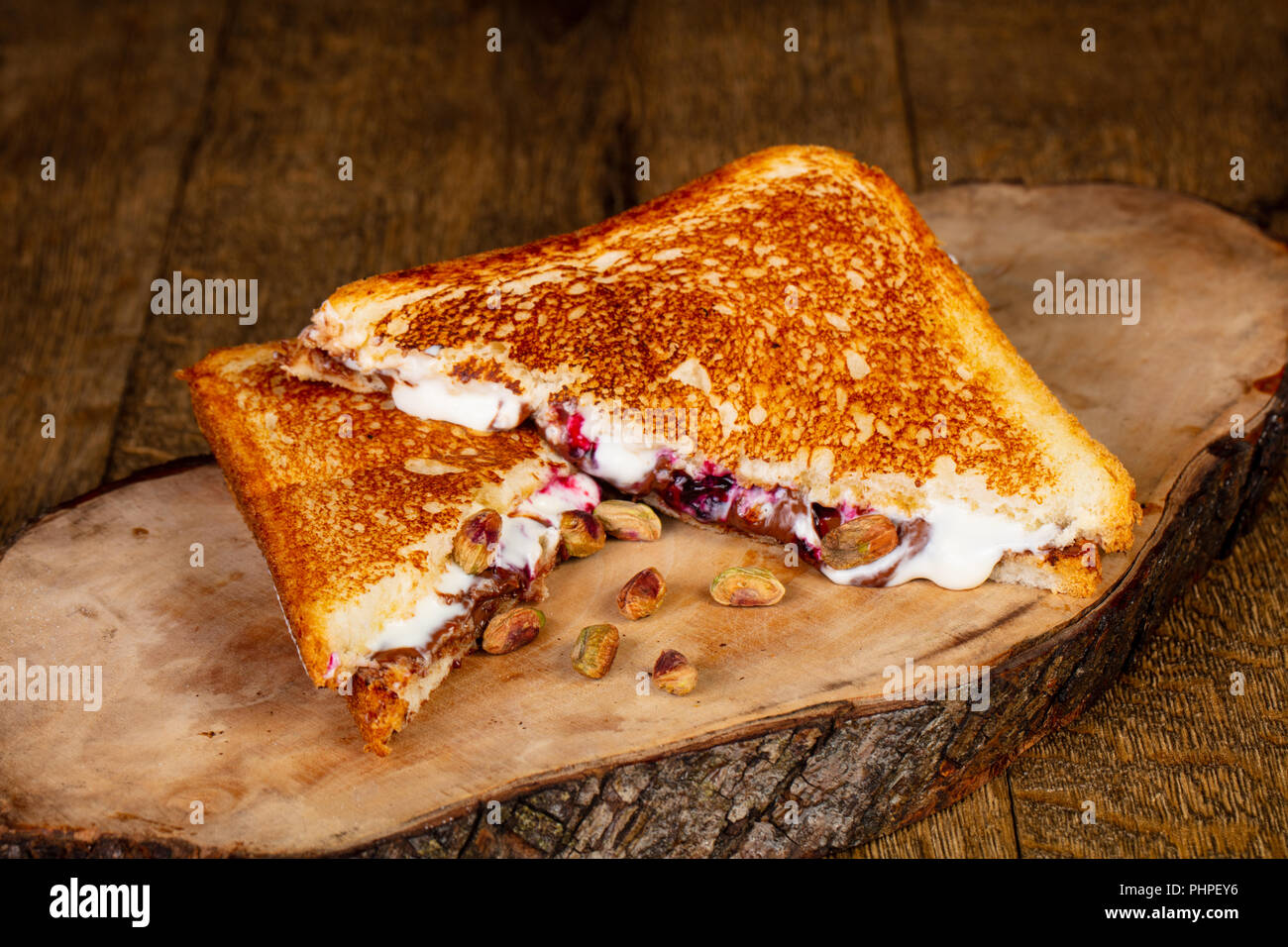 Sandwich with nutella and cream cheese Stock Photo Alamy