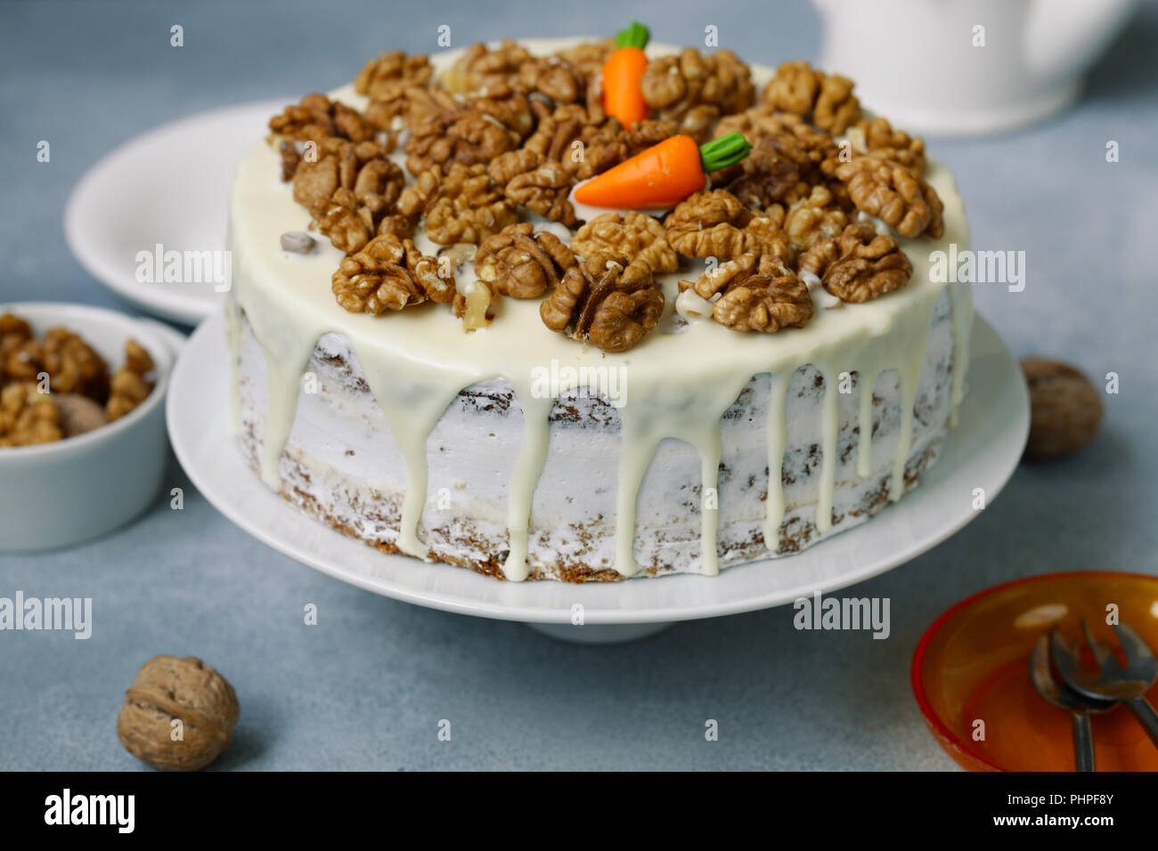 Carrot Cake With Mascarpone Stock Photos Carrot Cake With