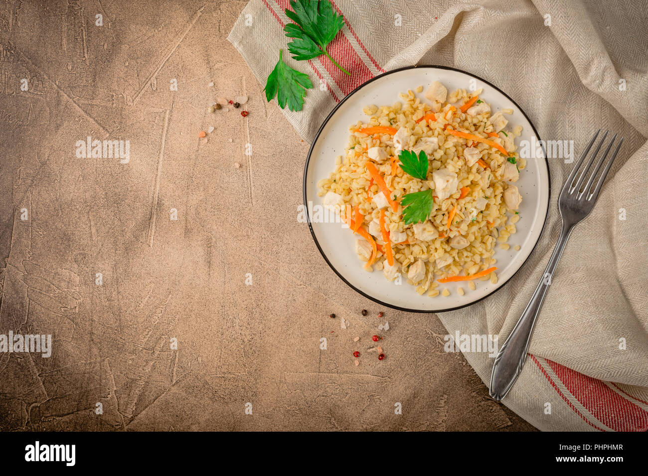 Chicken bulgur pilaf Stock Photo Alamy