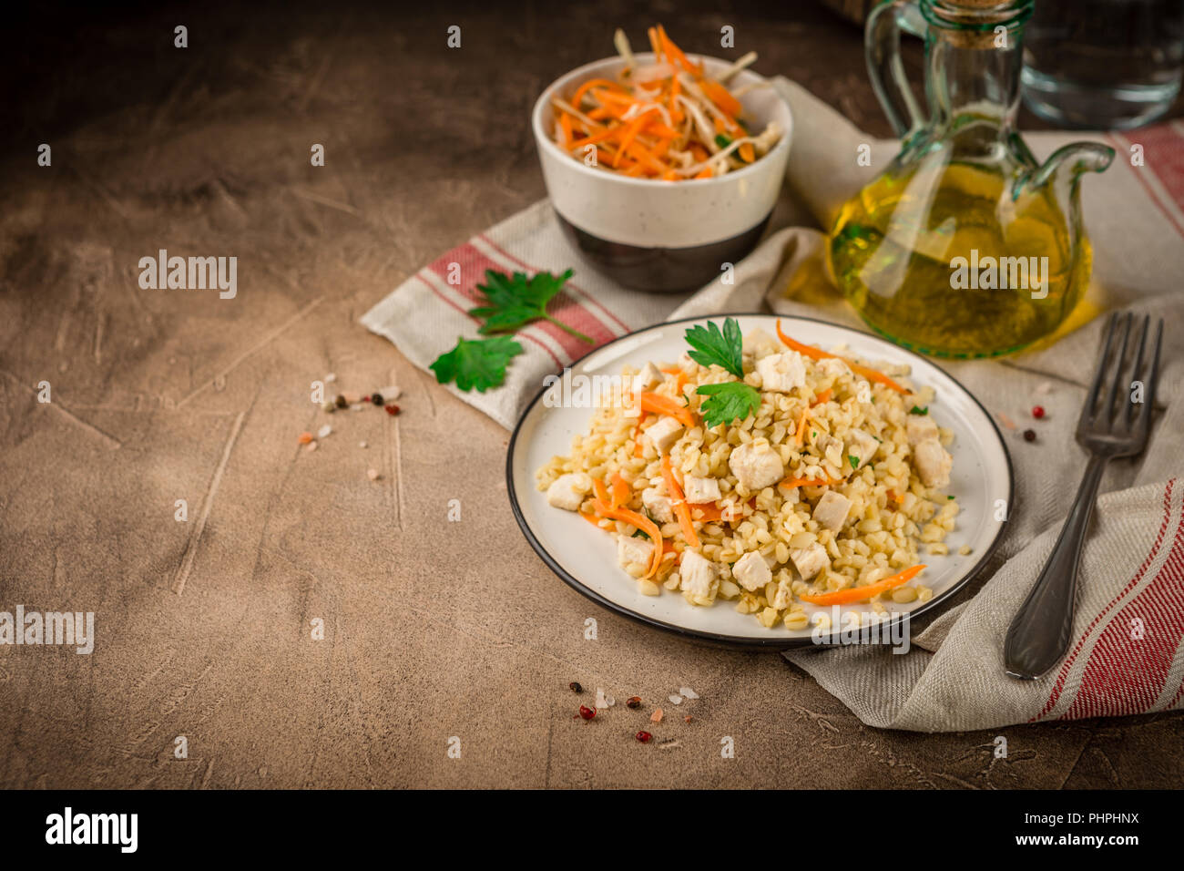 Chicken bulgur pilaf Stock Photo Alamy