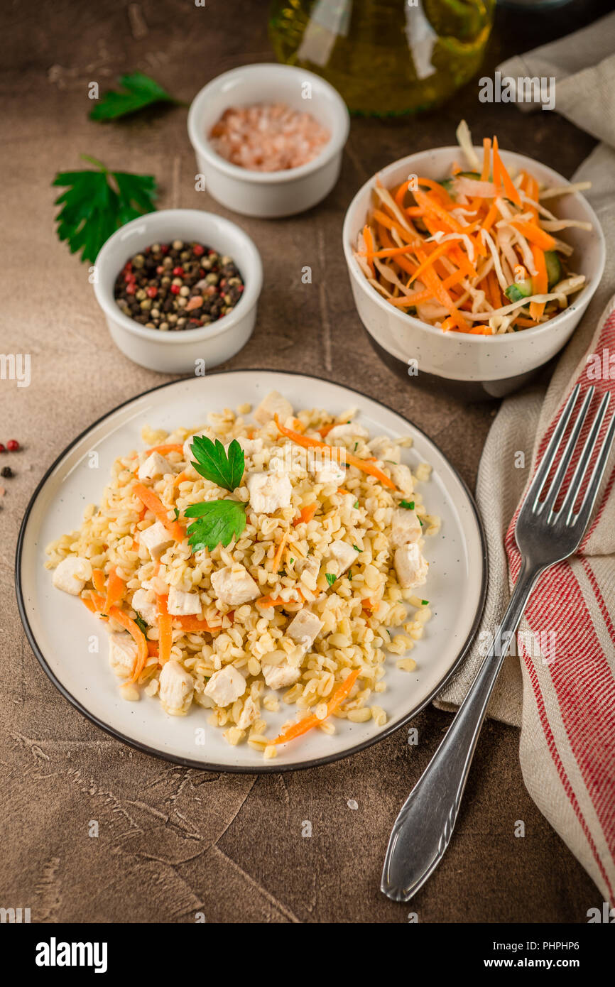 Chicken bulgur pilaf Stock Photo Alamy