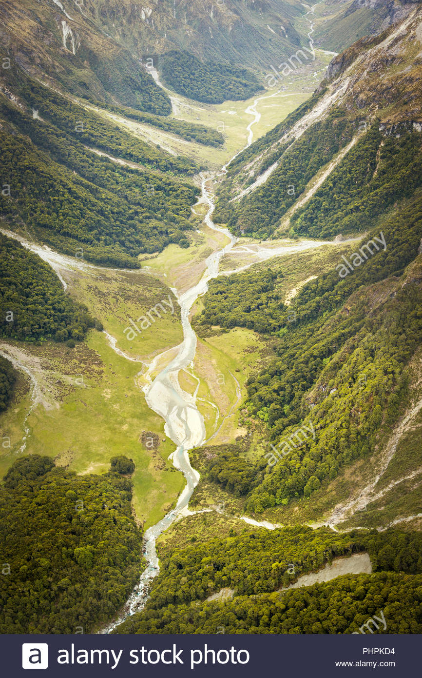 Valley Between Humboldt Mountains In New Zealand Stock Photo Alamy