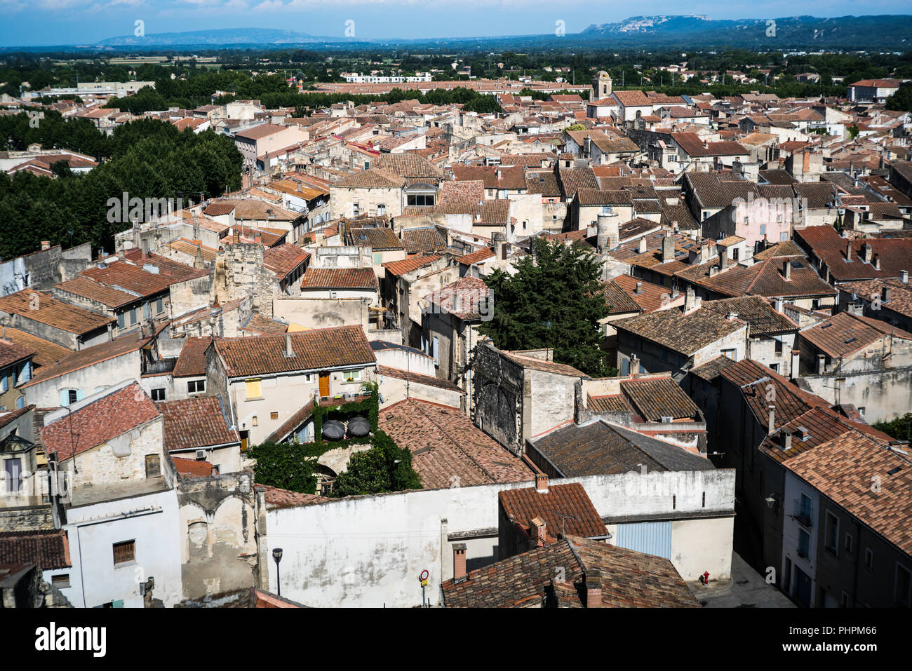 aerial view of the Tarascon, Provence, France, Europe. Stock Photo