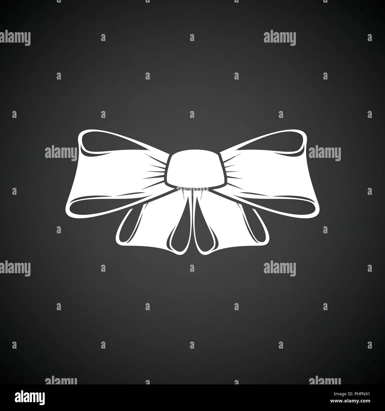 Party bow icon. Black background with white. Vector illustration Stock
