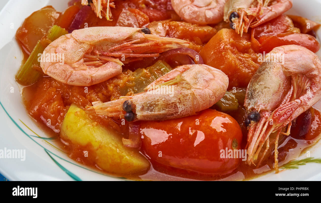 Shrimp Vegetable Tagine Stock Photo Alamy