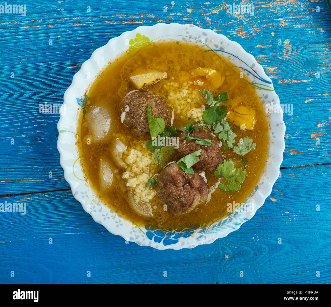 Moroccan Meatball Couscous Soup Stock Photo Alamy