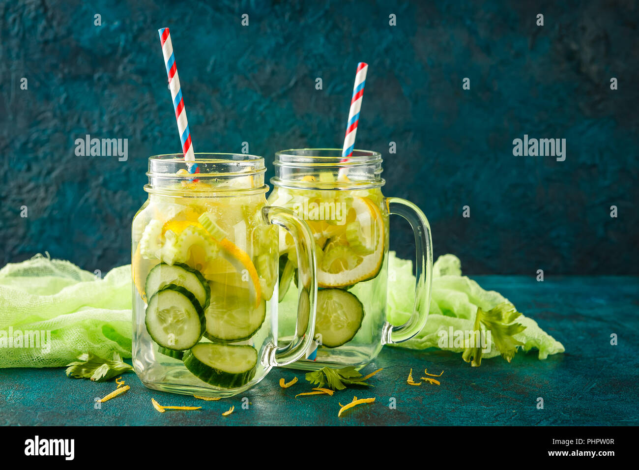 Detox water with cucumber Stock Photo