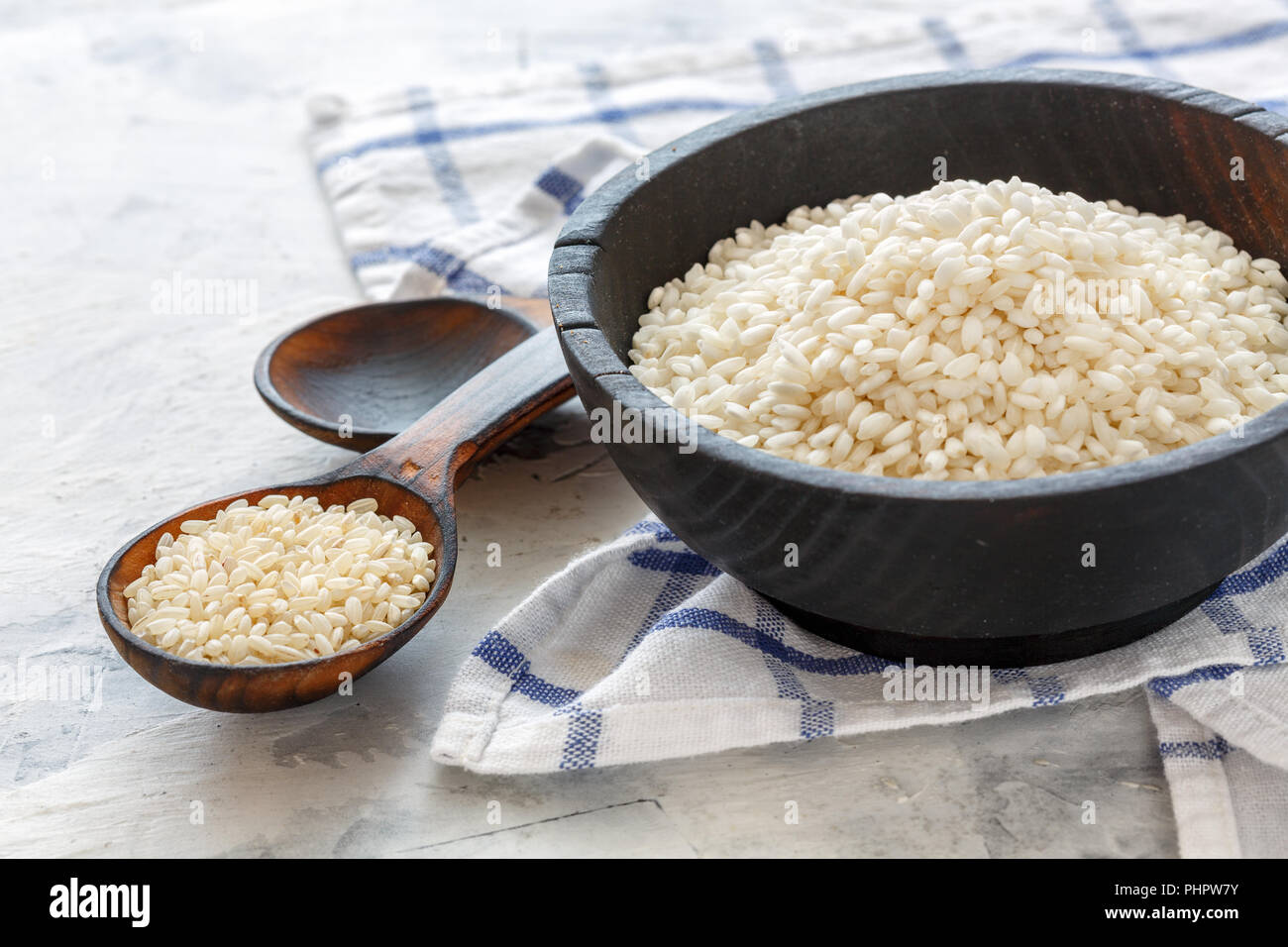Different varieties of white rice. Stock Photo