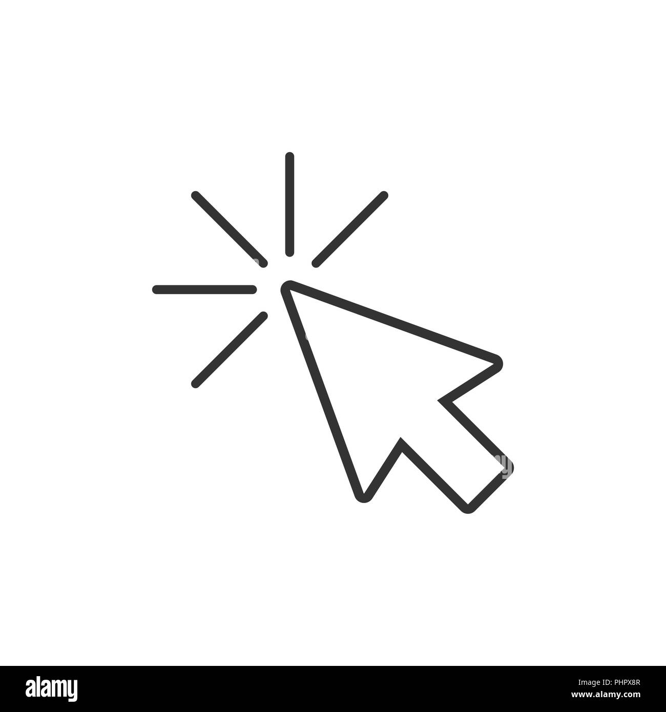 Computer mouse cursor icon in flat style. Arrow cursor vector illustration on white isolated