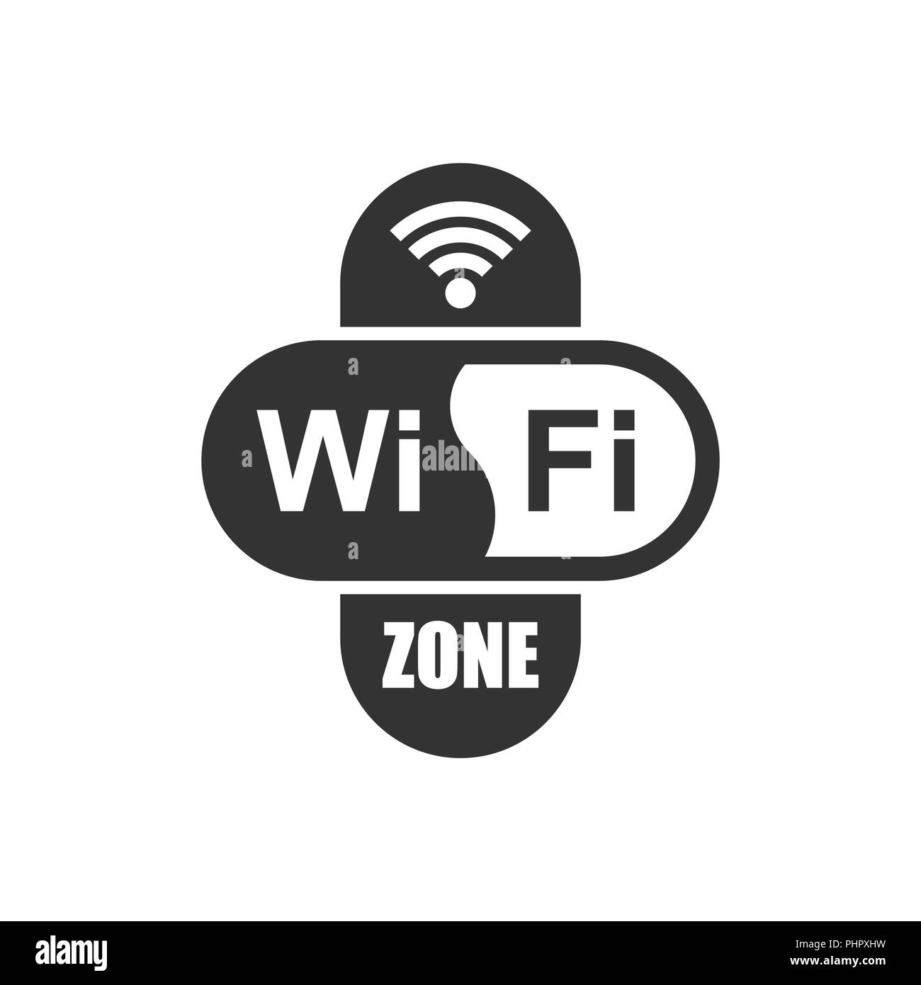 Wifi zone internet sign icon in flat style. Wi-fi wireless technology vector illustration on white isolated background. Network wifi zone business con Stock Vector
