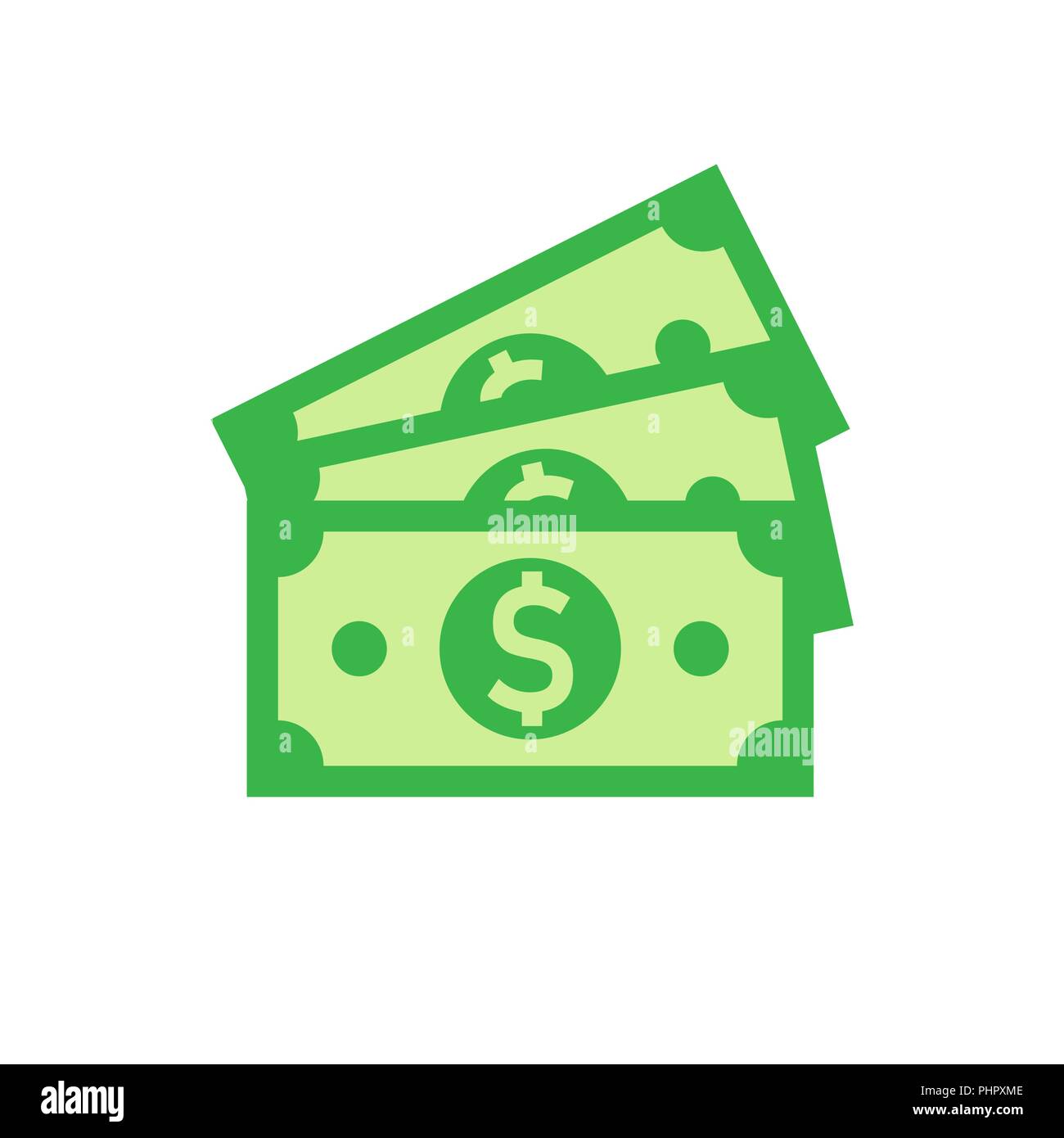 Dollar currency banknote icon in flat style. Dollar cash vector ...