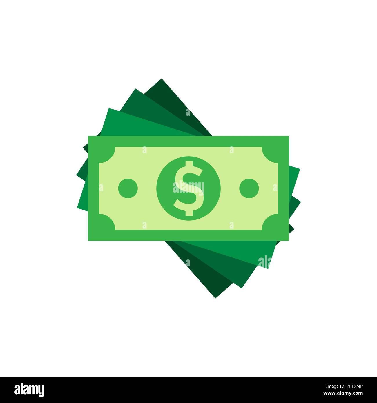 Dollar currency banknote icon in flat style. Dollar cash vector ...