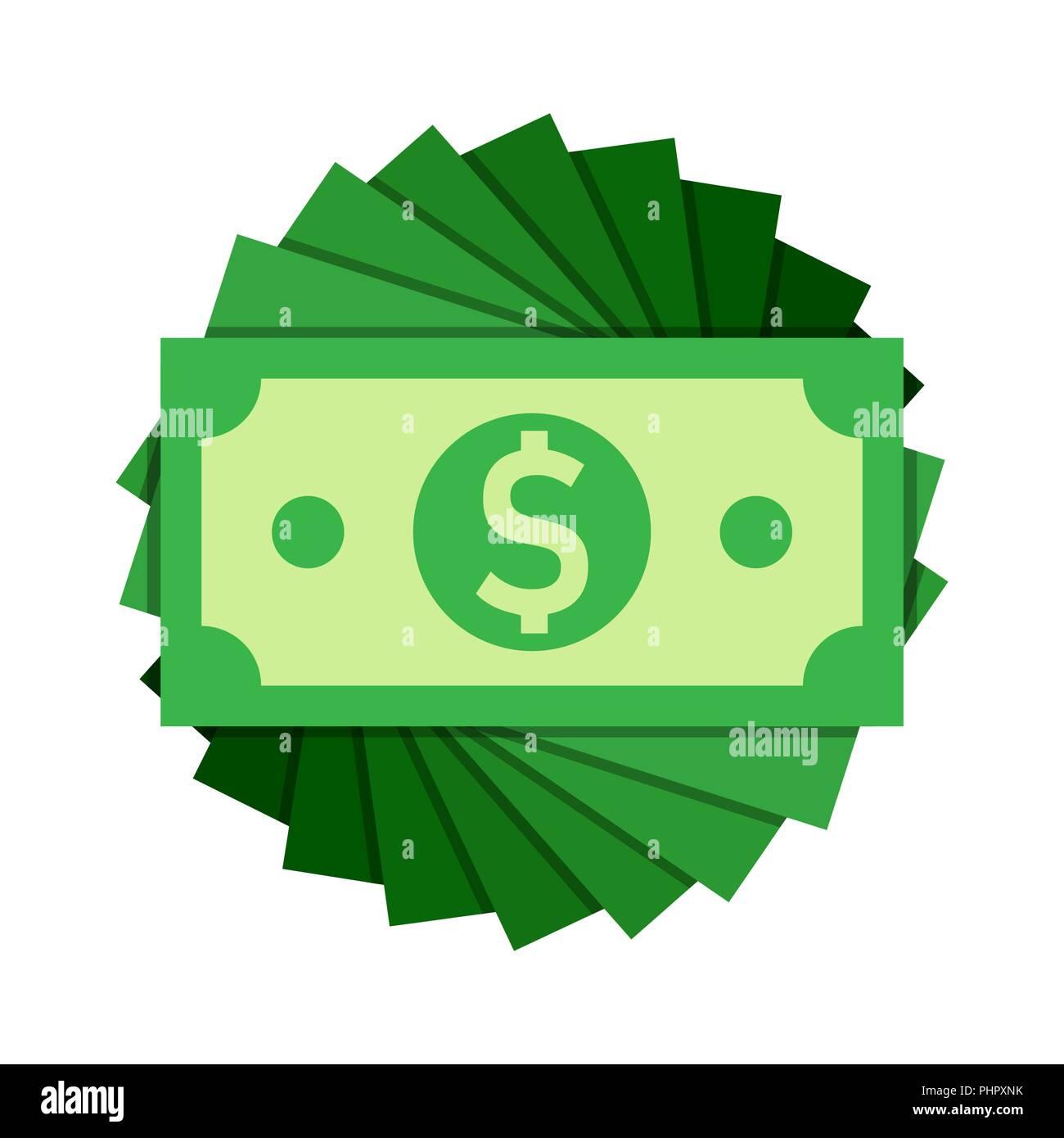 Dollar currency banknote icon in flat style. Dollar cash vector ...