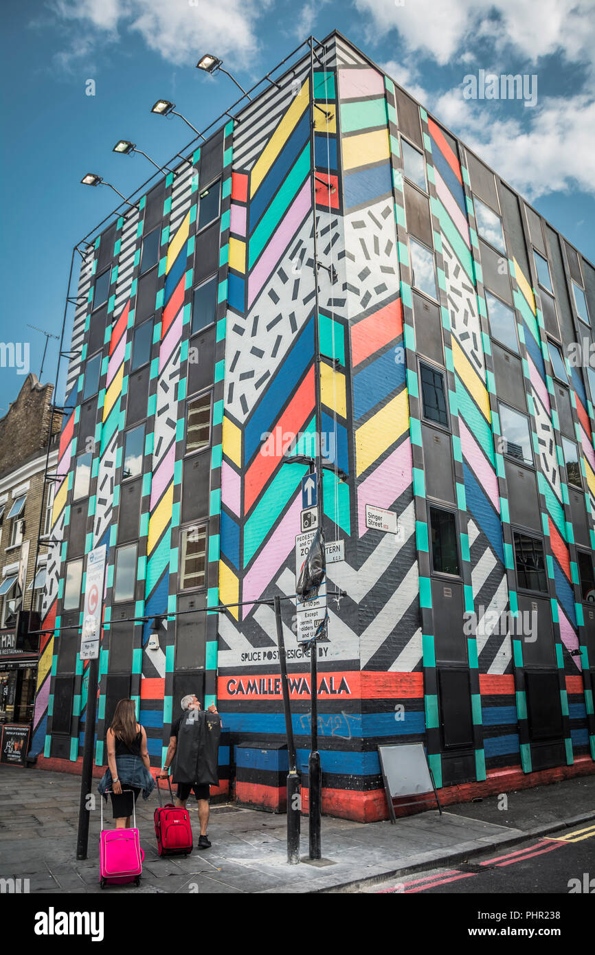 Camille Walala's Dream Come True Building on Singer Street, next to Old Street roundabout, in London's East End, UK Stock Photo