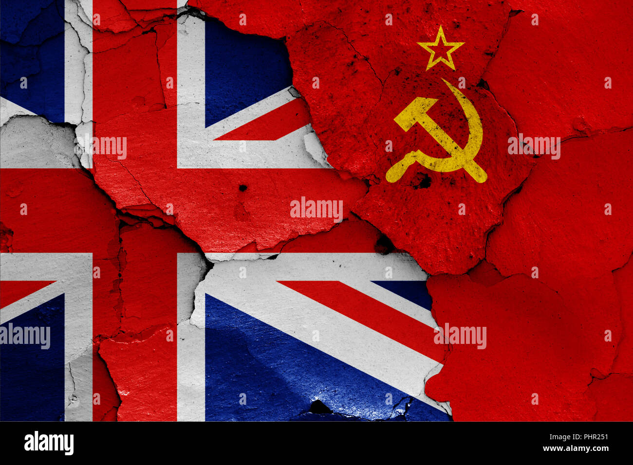 flags of UK and Soviet Union Stock Photo