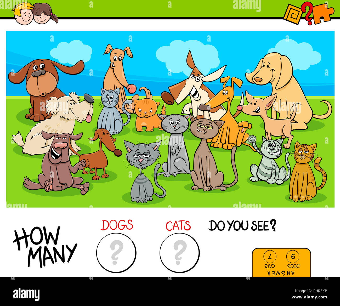 counting cats and dogs educational game Stock Photo Alamy