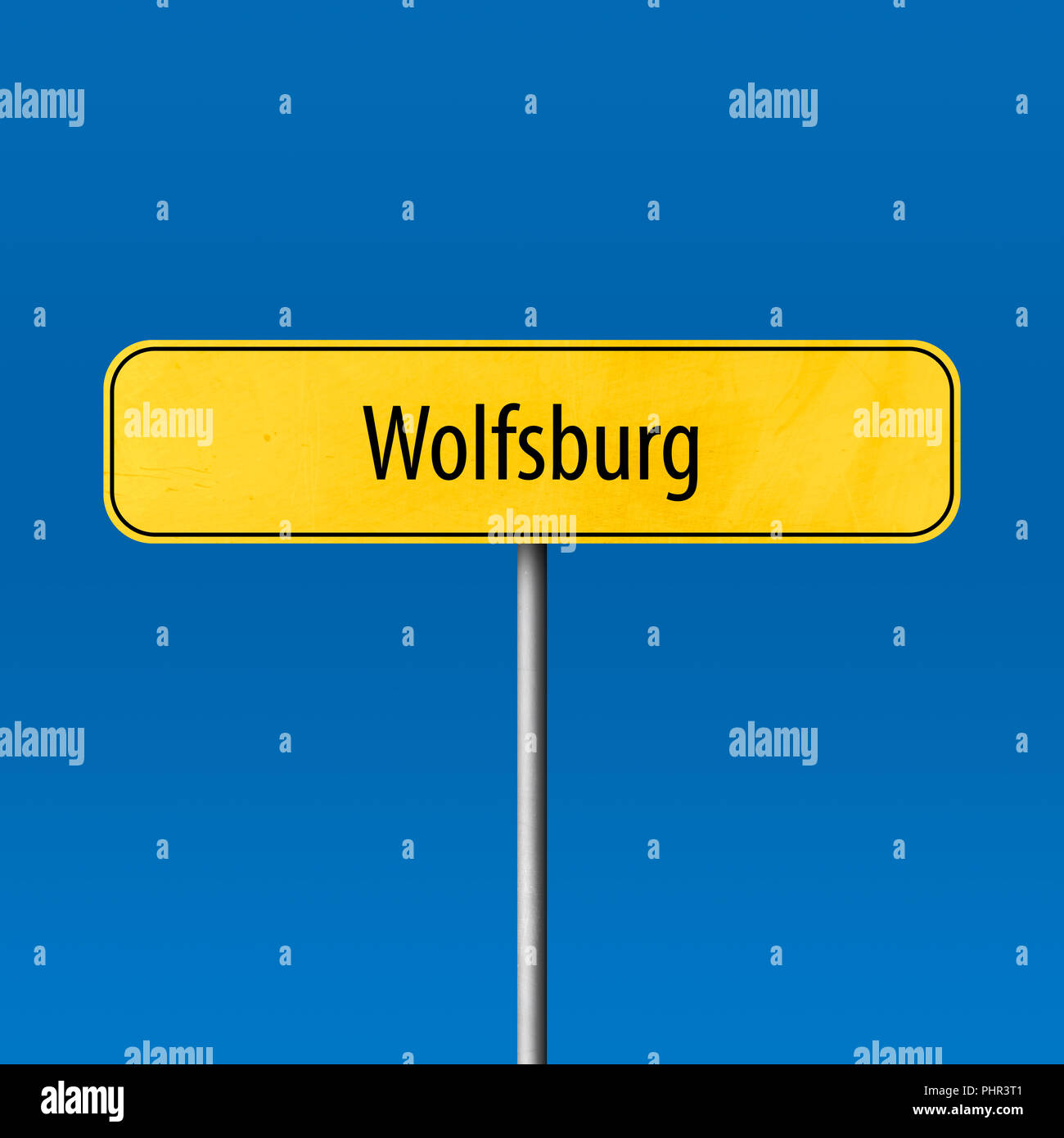 Wolfsburg - town sign, place name sign Stock Photo