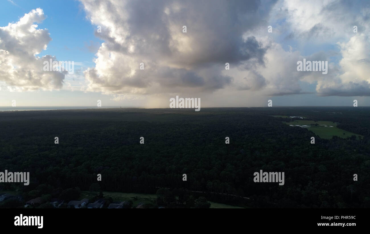 Early Morning Drone View Of Stratocumulus Near Coast Stock Photo