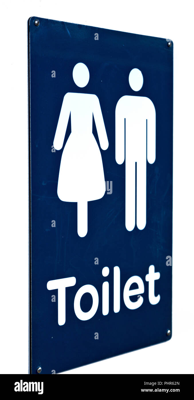the door of the restroom and the sign for the direction Stock Photo Alamy