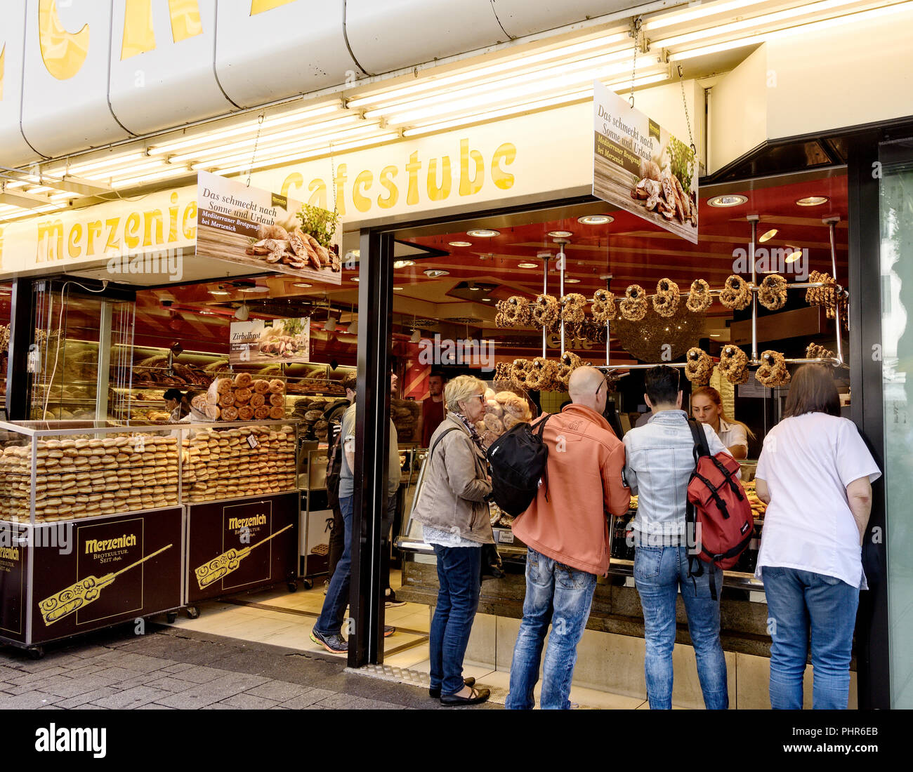 Cologne, Germany July 15, 2017 Customers buying bakery goods at a