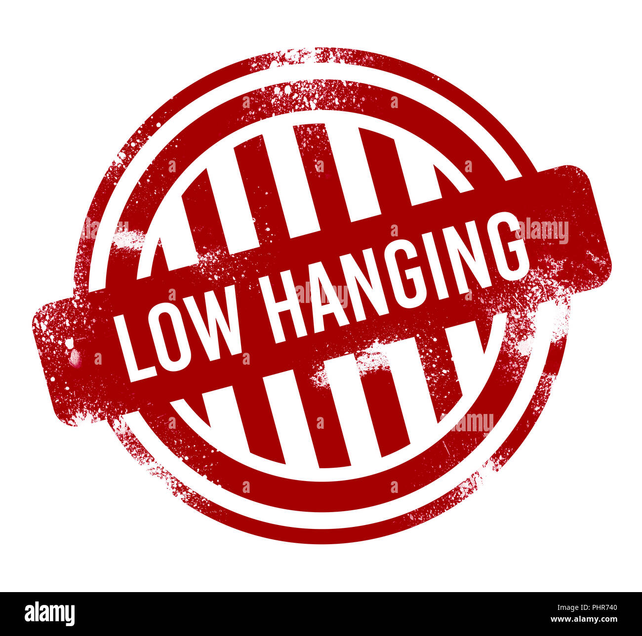 Low Hanging Fruit - red grunge button, stamp Stock Photo