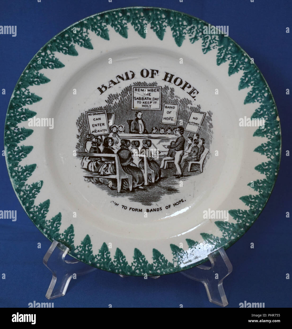 Historical Antique Commemorative British Pottery Plate Band of Hope Temperance League Stock